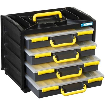 FERVI C313 Contenitore strumenti - Scaffale modulare in plastica con 4 cassetti FERVI C313 Contenitore strumenti - Scaffale modulare in plastica con 4 cassetti