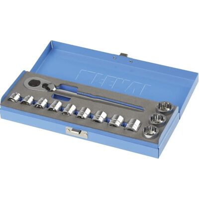 Fervi - Set di bussole - 8-19mm, 13 pezzi Fervi - Set di bussole - 8-19mm, 13 pezzi