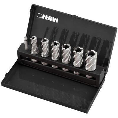 Fervi - Juego de brocas Weldon para metal - 6 piezas - 30mm profundidad máxima Fervi - Juego de brocas Weldon para metal - 6 piezas - 30mm profundidad máxima