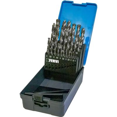 Fervi - Juego de Brocas con Mango Cilíndrico, Derecha, Serie Corta - Para R=800N/mm² Fervi - Juego de Brocas con Mango Cilíndrico, Derecha, Serie Corta - Para R=800N/mm²