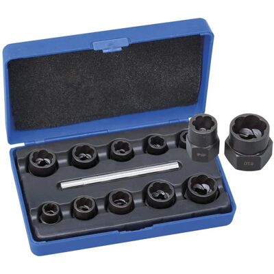 Fervi Sechskantmutter- und Schrauben-Extractor-Set - 10 Stück, Chrome-Molybdenum Fervi Sechskantmutter- und Schrauben-Extractor-Set - 10 Stück, Chrome-Molybdenum