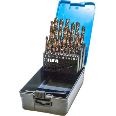 Fervi - Juego de 25 Brocas de Cobalto 1-13mm - Taladro Fervi - Juego de 25 Brocas de Cobalto 1-13mm - Taladro