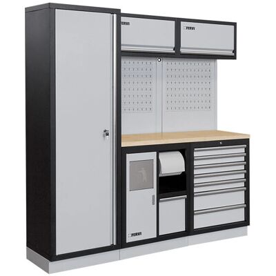Mobili da officina modulare Fervi - 1960x498mm - con piano di lavoro e stoccaggio Mobili da officina modulare Fervi - 1960x498mm - con piano di lavoro e stoccaggio