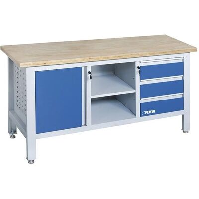 FERVI Banco de Trabajo con Encimera de Madera y Cajón - 1690 mm FERVI Banco de Trabajo con Encimera de Madera y Cajón - 1690 mm
