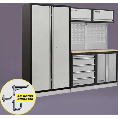 FERVI A007T Arredamento modulare officina con pianale in legno FERVI A007T Arredamento modulare officina con pianale in legno