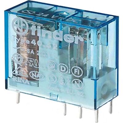 Finder 40.52.9.024.5000 Relais compact 24 V/DC - 8 A, 2 contacts changeover - Publicité Finder 40.52.9.024.5000 Relais compact 24 V/DC - 8 A, 2 contacts changeover - Publicité