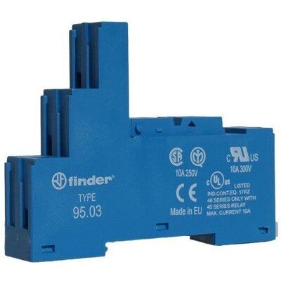 Finder 95.03 Blue Relay Socket for 40.31 Series - 10A, DIN Mount Finder 95.03 Blue Relay Socket for 40.31 Series - 10A, DIN Mount