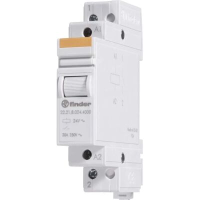 Finder 22.21.8.024.4000 Modularrelais - 24V AC, 20A, SPST-NO Finder 22.21.8.024.4000 Modularrelais - 24V AC, 20A, SPST-NO