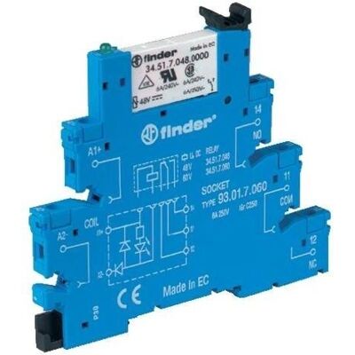 Finder Relæmodul - IP20 - 12V DC/AC - 6A - DIN-Montage Finder Relæmodul - IP20 - 12V DC/AC - 6A - DIN-Montage