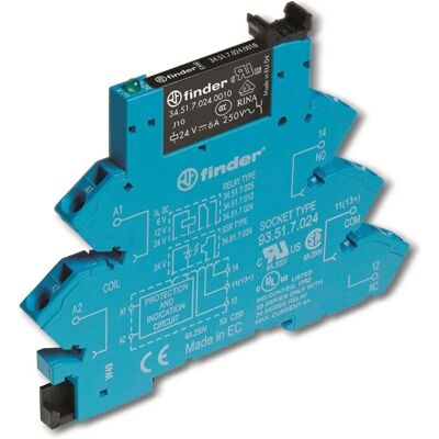 Finder 38.61.7.012.0050 Relæmodul 12V DC 6A, SPDT, IP20 Finder 38.61.7.012.0050 Relæmodul 12V DC 6A, SPDT, IP20
