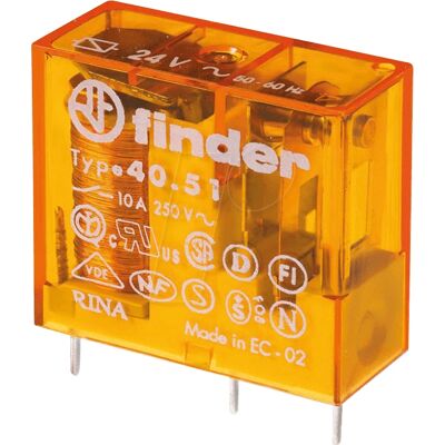 Finder Relay 24V AC Monostable - 1 Changeover Contact - 10A - IP20 Finder Relay 24V AC Monostable - 1 Changeover Contact - 10A - IP20