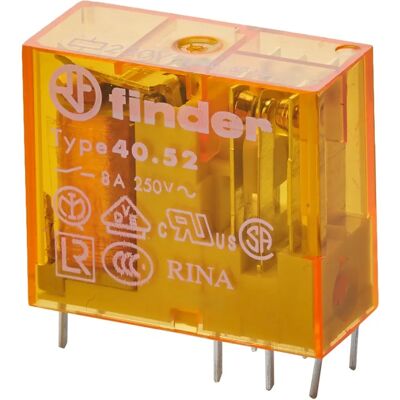 Finder Power Relay 40 Series - 2 Poles, DPDT, 230V AC, 8A, PCB Mount Finder Power Relay 40 Series - 2 Poles, DPDT, 230V AC, 8A, PCB Mount