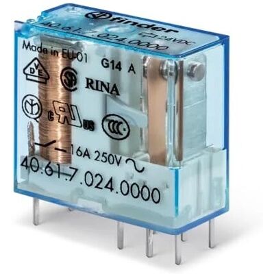 Finder 40.61.7.024.0000 24V Relais - SPDT, 16A, Miniatur Finder 40.61.7.024.0000 24V Relais - SPDT, 16A, Miniatur