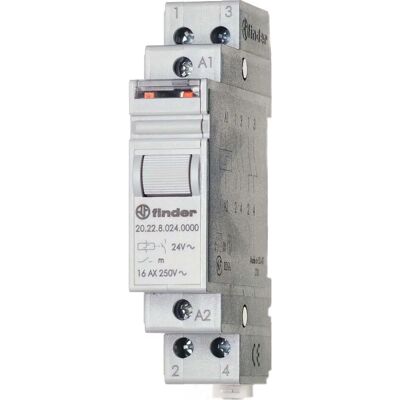 Finder 20.22.9.024.4000 - Stromstoßschalter - Mechanischer Schalter - DIN-Schiene - 2NO - 16A Finder 20.22.9.024.4000 - Stromstoßschalter - Mechanischer Schalter - DIN-Schiene - 2NO - 16A