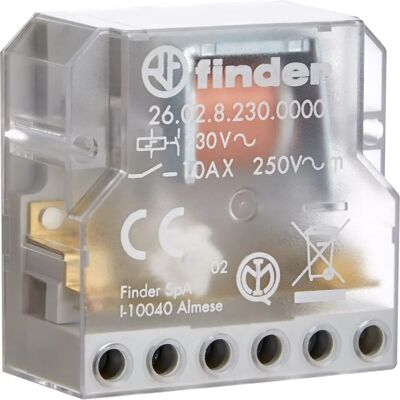 Finder 26.02.8.230 Relais - 2NO 230VAC 10A IP20 - Publicité Finder 26.02.8.230 Relais - 2NO 230VAC 10A IP20 - Publicité