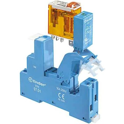 Finder Relay Socket Series 97 - Blue - DIN Mount Finder Relay Socket Series 97 - Blue - DIN Mount