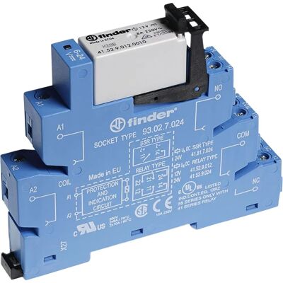 Finder Model 38.52.7.024.0050 Relay - 24V DC, 8A, 2 Changeover Contacts Finder Model 38.52.7.024.0050 Relay - 24V DC, 8A, 2 Changeover Contacts