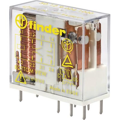 Finder 50.12.9.024.1000 PCB Mount Relay - 24V DC, 8A, DPDT Finder 50.12.9.024.1000 PCB Mount Relay - 24V DC, 8A, DPDT