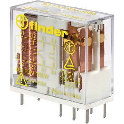 Finder 50.12.9.024.5000 Relais - 24V DC, 8A, DPDT, PCB-montiert Finder 50.12.9.024.5000 Relais - 24V DC, 8A, DPDT, PCB-montiert