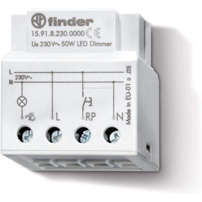 Dimmer eletrônico Finder 159182300000PAS - Universal, 50W, Cinza Dimmer eletrônico Finder 159182300000PAS - Universal, 50W, Cinza