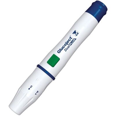 Dispositif de prélèvement Menarini Glucoject Dual Plus - Profondeur Réglable - Publicité Dispositif de prélèvement Menarini Glucoject Dual Plus - Profondeur Réglable - Publicité