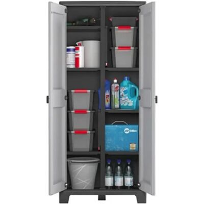 Armoire de rangement Keter - 80x44x182 cm, Gris/noir - Publicité Armoire de rangement Keter - 80x44x182 cm, Gris/noir - Publicité