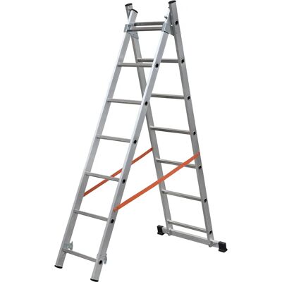 Escalera telescópica de aluminio GIERRE - 2x7 peldaños - Uso interior/exterior Escalera telescópica de aluminio GIERRE - 2x7 peldaños - Uso interior/exterior