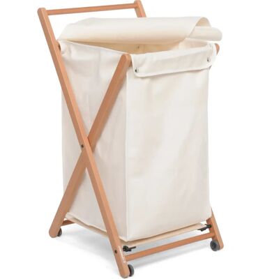 Foppapedretti Angel Foldable Laundry Basket - Rectangular - 44L - Beech, Cotton, Plastic Foppapedretti Angel Foldable Laundry Basket - Rectangular - 44L - Beech, Cotton, Plastic