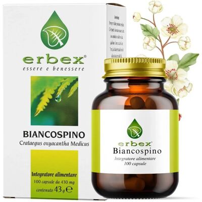 Erbex Biancospino - Supporto Cardiovascolare - 430mg - 100 Capsule Erbex Biancospino - Supporto Cardiovascolare - 430mg - 100 Capsule