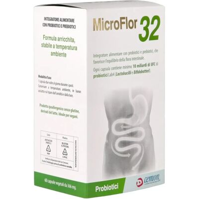 Cemon Srl Microflor 32 - Probióticos e Prebiotici - 60 Capsule Vegetali Cemon Srl Microflor 32 - Probióticos e Prebiotici - 60 Capsule Vegetali