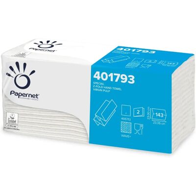 Papernet 143 Feuilles Cellulose Blanches Serviettes en Z - Paper Towels Papernet 143 Feuilles Cellulose Blanches Serviettes en Z - Paper Towels