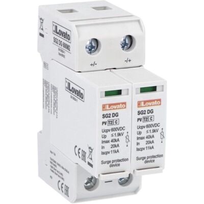 Protezione da sovratensioni Lovato SG2DG600M2 - Tipo 2 600V DC Montaggio su guida DIN Protezione da sovratensioni Lovato SG2DG600M2 - Tipo 2 600V DC Montaggio su guida DIN