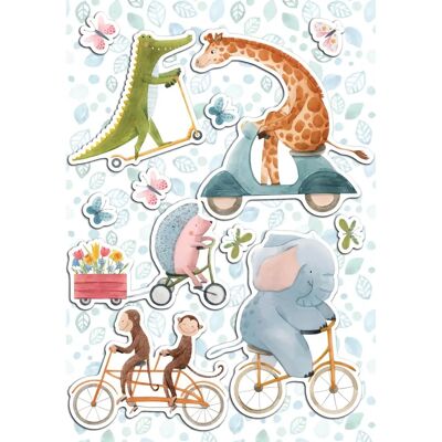 Crearreda Sticker autoadesivo 67x47 cm animali in corsa - Sticker Crearreda Sticker autoadesivo 67x47 cm animali in corsa - Sticker