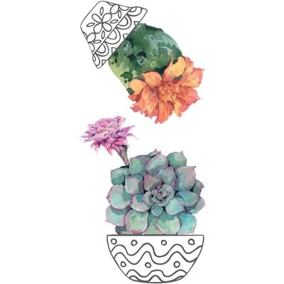 Crearreda Sticker autoadesivo 2fg 15x31 cm vasi cactus - Adesivo da parete Crearreda Sticker autoadesivo 2fg 15x31 cm vasi cactus - Adesivo da parete
