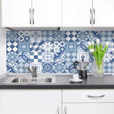CreateReda Blaue Cementfliese 190x60 cm - Küchenwandpaneel CreateReda Blaue Cementfliese 190x60 cm - Küchenwandpaneel
