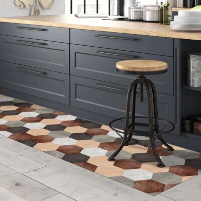 Crearreta Vinyl Küchenmatte - 50x180cm, Holzoptik, Rutschfest Crearreta Vinyl Küchenmatte - 50x180cm, Holzoptik, Rutschfest