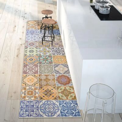 CreateReda Tapis en vinyle carreaux portugais 50x180 cm - Publicité CreateReda Tapis en vinyle carreaux portugais 50x180 cm - Publicité