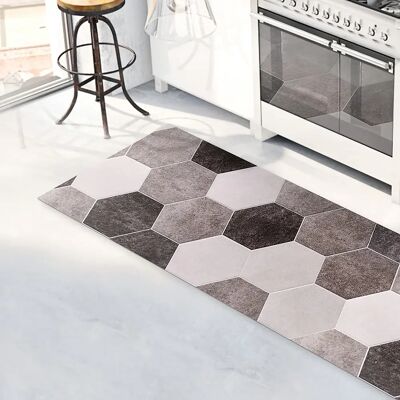 Dekoidea Gray Vinyl Rug - Esagoni - 120 x 50 cm Dekoidea Gray Vinyl Rug - Esagoni - 120 x 50 cm