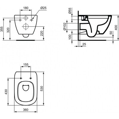 Ideal Standard Tesi - Wandhängendes Rimless WC Ideal Standard Tesi - Wandhängendes Rimless WC
