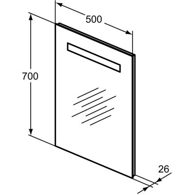 Specchio Ideal Standard T3339BH - Illuminazione LED, Antivento, 500x700mm - Specchio Specchio Ideal Standard T3339BH - Illuminazione LED, Antivento, 500x700mm - Specchio