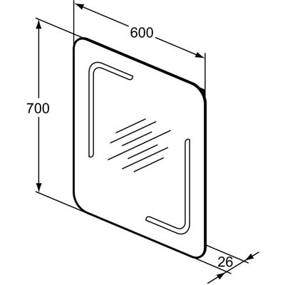Oglinda și Lumină Standard Ideal 600x26x700mm Oglinda și Lumină Standard Ideal 600x26x700mm