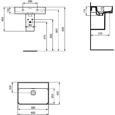 Ideal Standard T363801 Weiß Waschtisch - Badezimmer Waschbecken Ideal Standard T363801 Weiß Waschtisch - Badezimmer Waschbecken
