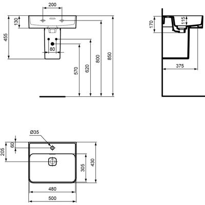 Ideal Standard T2928MA - Chiuvetă Strada ii cu un singur orificiu pentru robinet - Alb Ideal Standard T2928MA - Chiuvetă Strada ii cu un singur orificiu pentru robinet - Alb