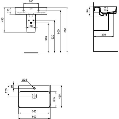 Ideal Standard T364401 Wandwaschbecken Weiß - Waschbecken Ideal Standard T364401 Wandwaschbecken Weiß - Waschbecken