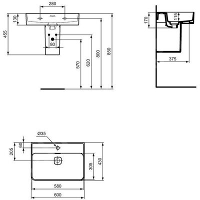 Ideal Standard - Strada ii - Chiuvetă 600x430mm - Albă Ideal Standard - Strada ii - Chiuvetă 600x430mm - Albă