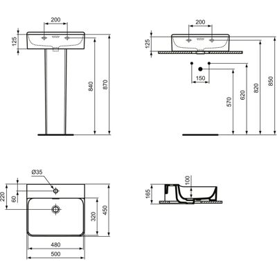 Vas ceramice Ideal Standard T369001 - Un singur orificiu Vas ceramice Ideal Standard T369001 - Un singur orificiu