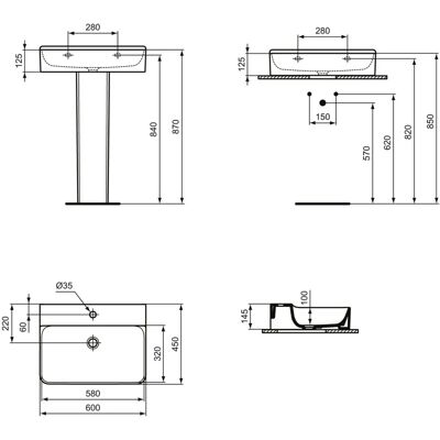 Chiuvetă Conca Albă de la Ideal Standard - 1 orificiu, 600x450mm Chiuvetă Conca Albă de la Ideal Standard - 1 orificiu, 600x450mm
