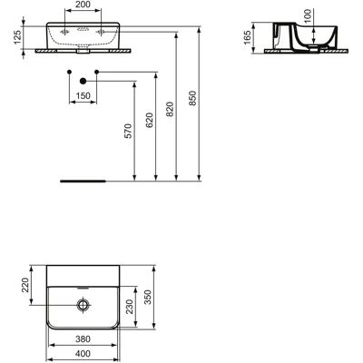 Lavoar Conca de Ideal Standard 400x350mm Alb Fără gaură pentru robinet Lavoar Conca de Ideal Standard 400x350mm Alb Fără gaură pentru robinet
