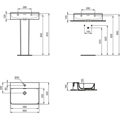 Ideal Standard T381801 Keramik-Waschtisch - Überlauf, 600x450mm, Weiß Ideal Standard T381801 Keramik-Waschtisch - Überlauf, 600x450mm, Weiß