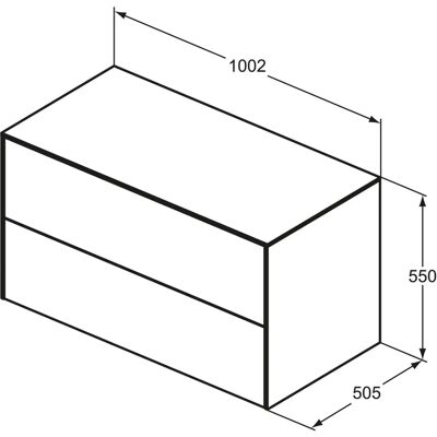 Ideal Standard Conca Wandhängender Waschtischunterschrank - 2 Auszüge, ohne Ausschnitt, 100x50,5x55 cm Ideal Standard Conca Wandhängender Waschtischunterschrank - 2 Auszüge, ohne Ausschnitt, 100x50,5x55 cm